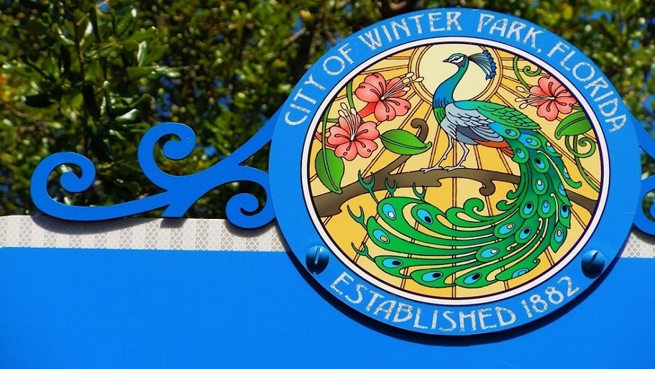 A beautiful winter landscape in Central Florida, showcasing the upscale living and fine arts of Winter Park