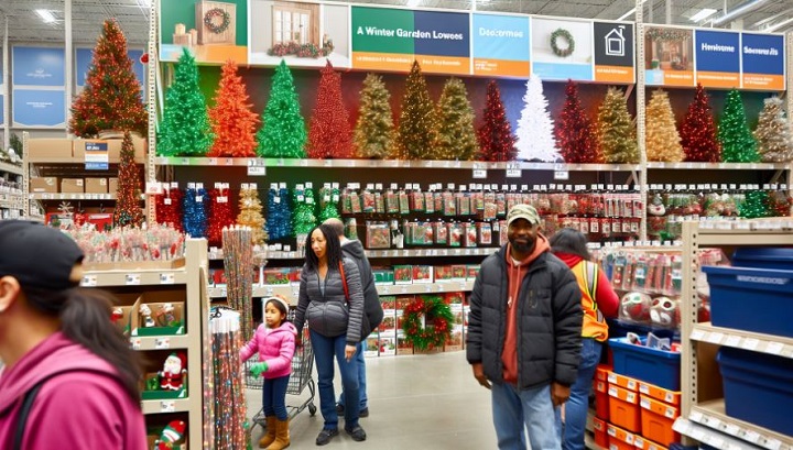 Festive seasonal products and decorations at Winter Garden Lowe's
