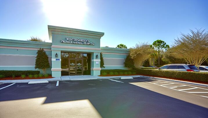 Winter Garden's Premier Animal Hospital exterior view with welcoming sign