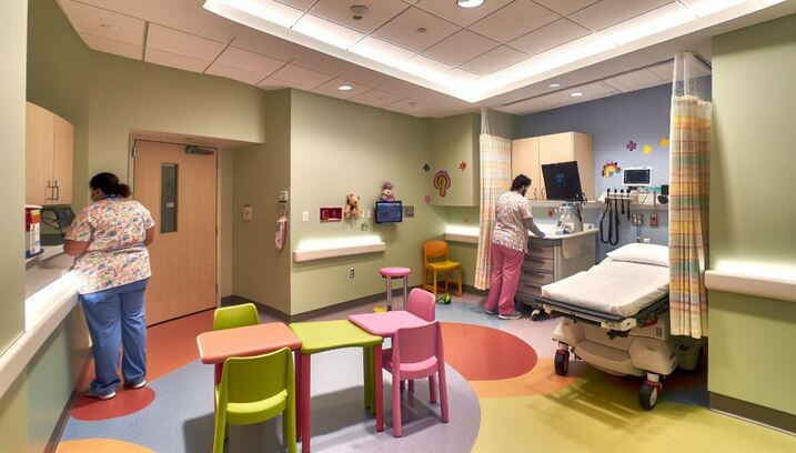 Pediatric emergency care room with child-friendly decor